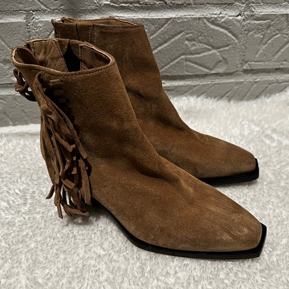 New ALL SAINTS  Layla Suede Fringe Boots Size 37 - Picture 2 of 16